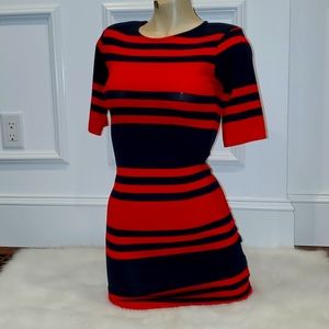 French Connection red & navy striped mini dress 2